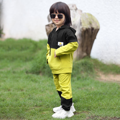 "Happy Vibes: Hooded Smiley T-Shirt and Jogger Set for Kids!"