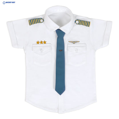 "Little Aviator: Pilot Shirt, Shorts, Tie, and Cap Set!"