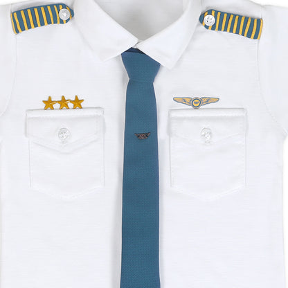 "Little Aviator: Pilot Shirt, Shorts, Tie, and Cap Set!"