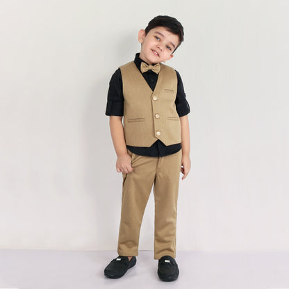 "Little Gentleman: Waistcoat, Shirt, Pants, and Bow Tie Set!"