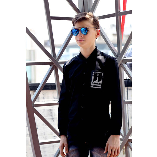 MashUp Black Baseball Collar Dress Shirt - mashup boys